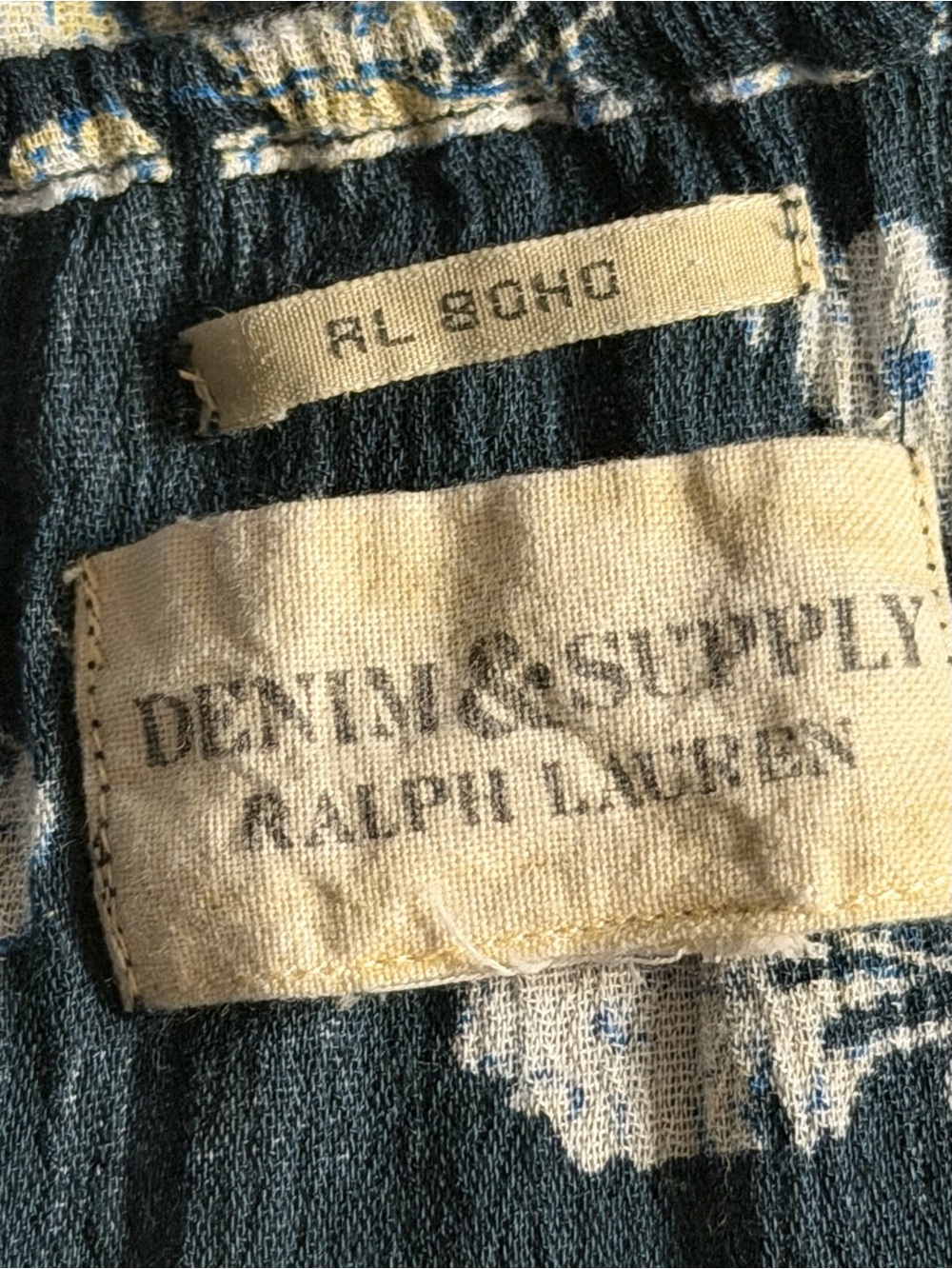 RL BOHO Denim & Supply Ralph Lauren Blue Floral Cottage Peasant Blouse Top - Picture 10 of 13